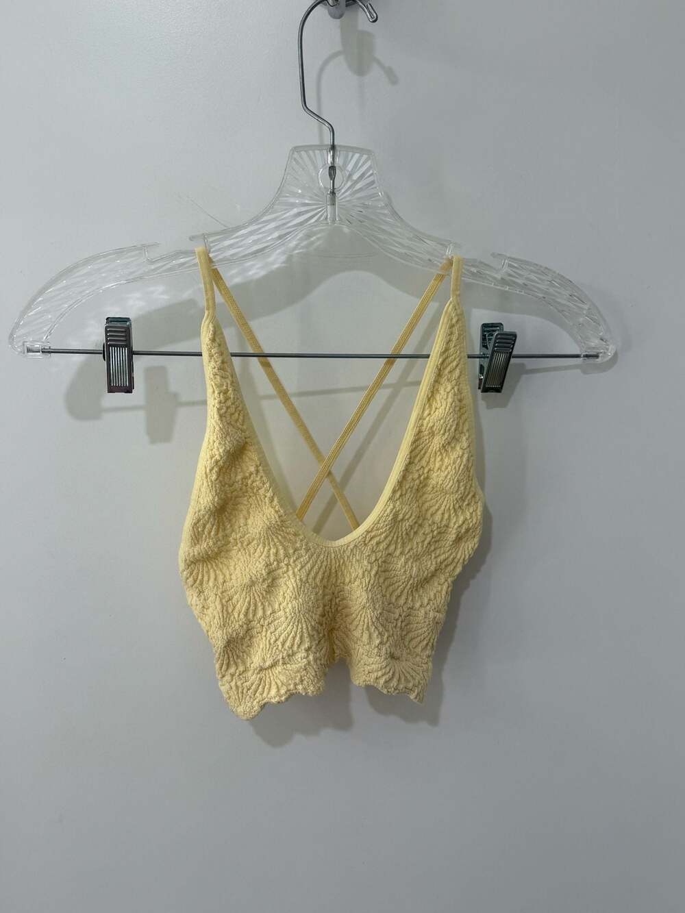 Free People Crinkle Texture Yellow Crop Top